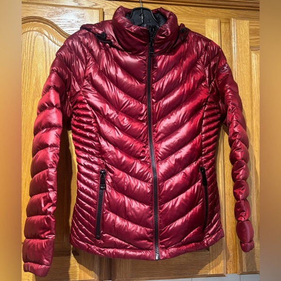 Calvin Klein Packable Lightweight Premium Down Burgundy Puffer Jacket Small EUC - Picture 2 of 9